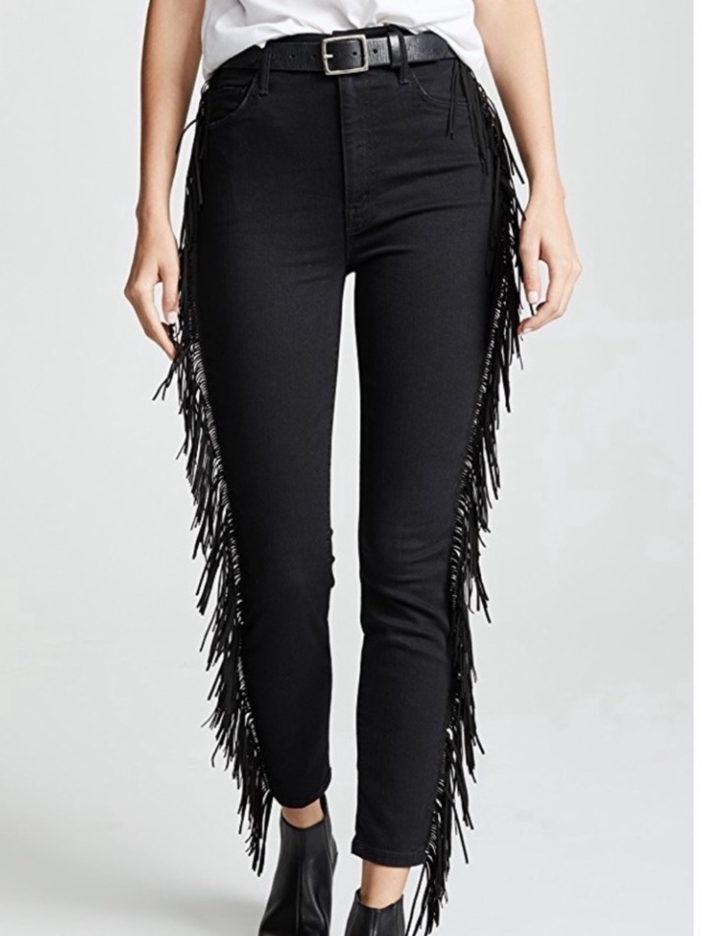 Mother Pants The Whip Womens 26 Swooner Ankle Fringe High Rise Western The Whip